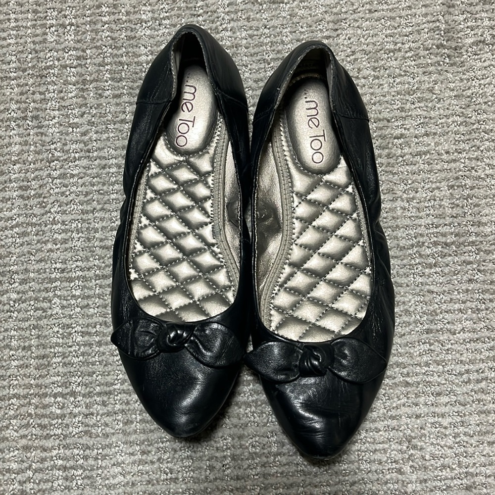 ME TOO Blossom Leather Pointed Toe Ballet Slip On Flats